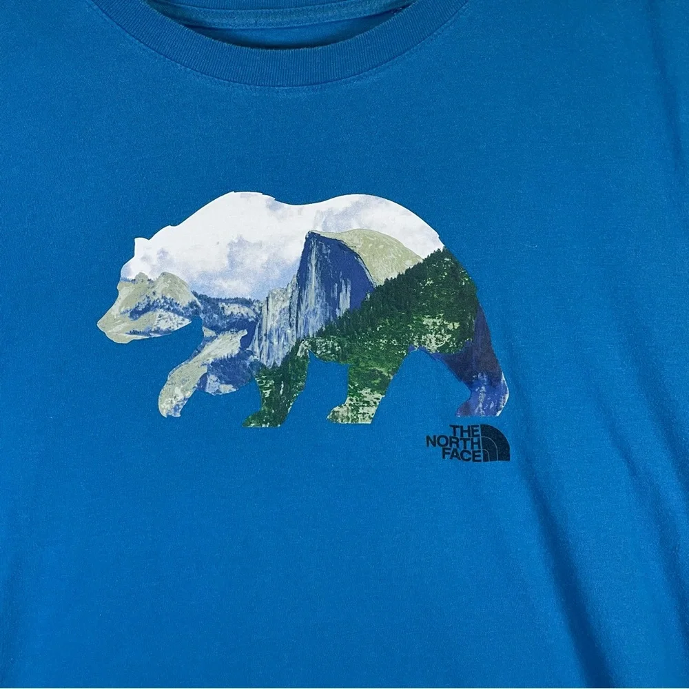 The North Face Bear Graphic T-Shirt Blue Short Sleeve Outdoor Tee Men’s XL